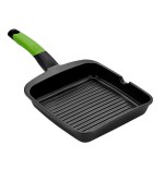 Asador grill prior rayas bra a121457 28x28cm espesor 5mm aluminio fundido teflon antiadherente mango ergonomico