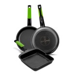 Asador grill prior rayas bra a121457 28x28cm espesor 5mm aluminio fundido teflon antiadherente mango ergonomico