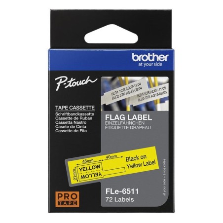 Brother fle6511 cinta para impresora de etiquetas negro sobre amarillo