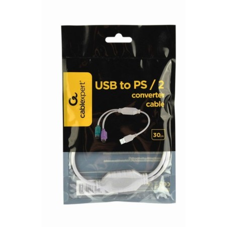 Gembird cable conversor usb a ps2 x2 m/h 0.30m blanco  uaps12