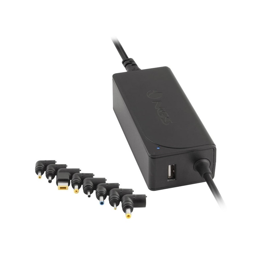 Cargador de portátil ngs w-70w 70w automático 9 conectores voltaje 18.5-20v 1 usb
