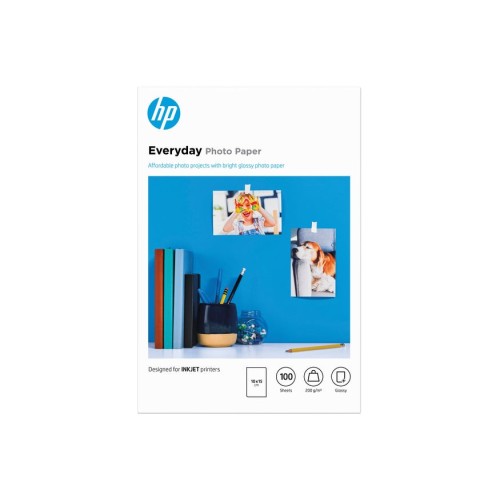 Hp papel photo glossy uso diario, 100 hojas, 10 x 15cm, 200gr