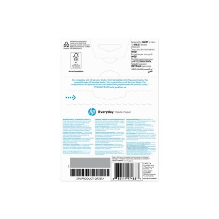 Hp papel photo glossy uso diario, 100 hojas, 10 x 15cm, 200gr