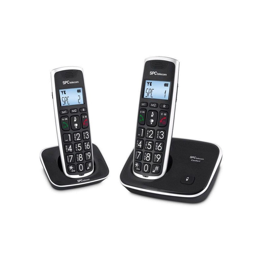 Teléfono inalámbrico spc comfort kaiser 7609n pack duo negro