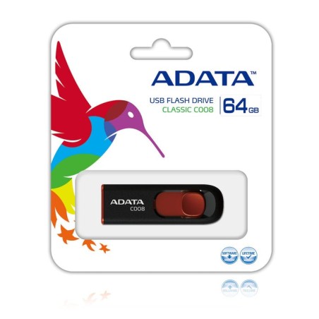 Adata pendrive 64gb 2.0 classic series c008 negro  ac008-64g-rkd