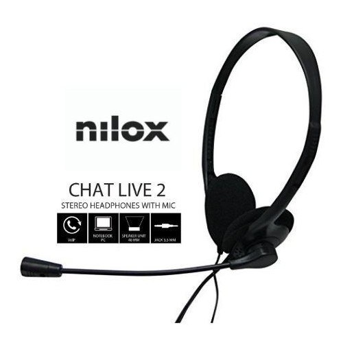 Auriculares nilox microfono control vol negro alambrico