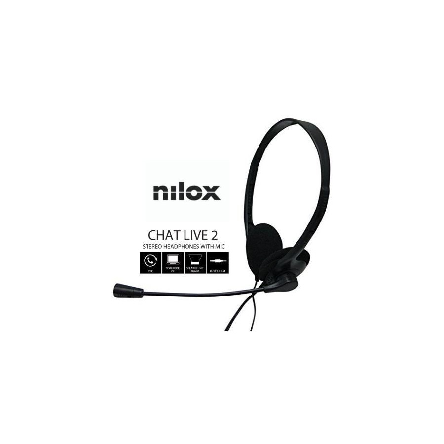 Auriculares nilox microfono control vol negro alambrico