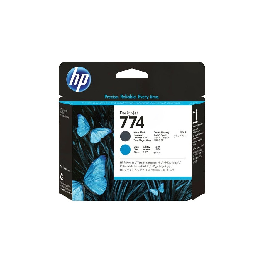 Hp 774 cabezal de impresion original - negro mate, cyan - p2w01a