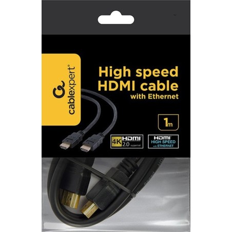 Gembird cable hdmi v2.0 4k 1m m/m high speed negro cc-hdmi4-1m