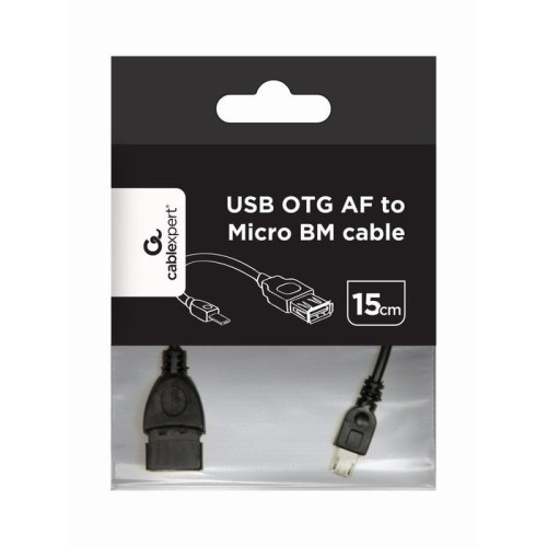 Gembird cable otg micro usb  a usb m/h 0.15m negro
