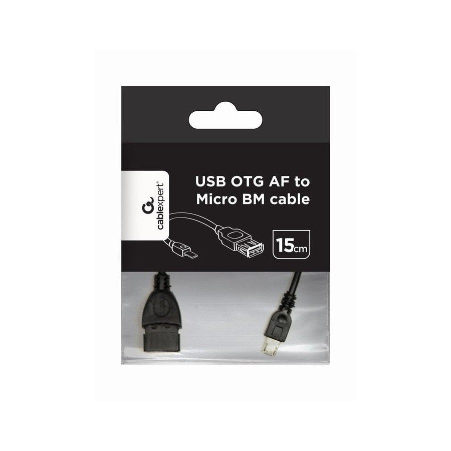 Gembird cable otg micro usb  a usb m/h 0.15m negro