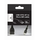 Gembird cable otg micro usb  a usb m/h 0.15m negro