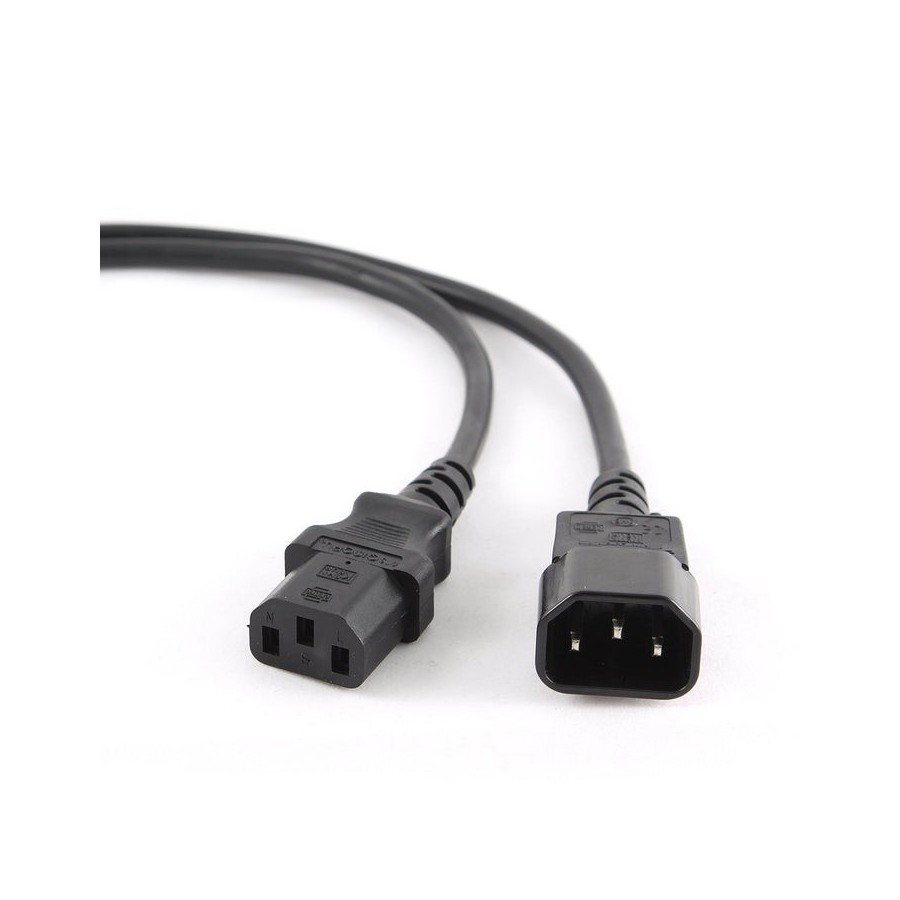 Gembird cable de alimentacion c13 a c14 chuco m/h (alargo) 1.8m negro