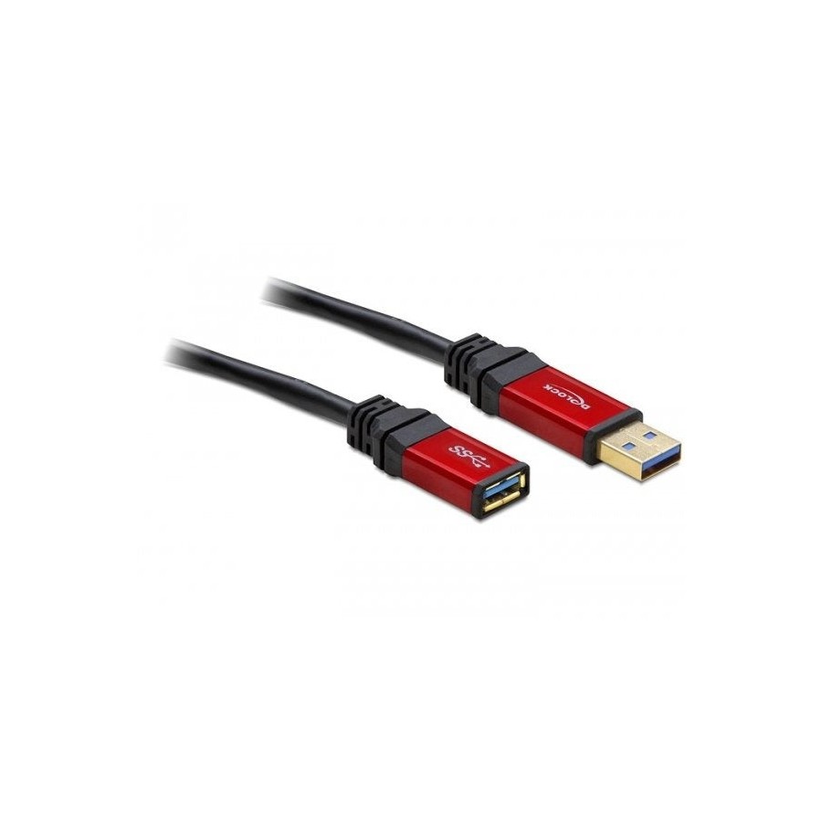 Delock cable usb 3.0 (alargo) premium 3m negro/rojo