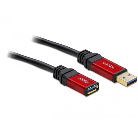 Delock cable usb 3.0 (alargo) premium 3m negro/rojo
