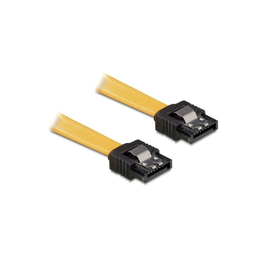 Delock cable de datos sataiii 0.20m amarillo con clip de seguridad