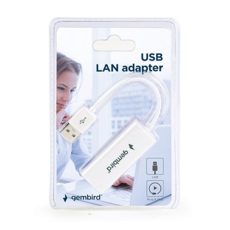Gembird tarjeta de red usb a rj45 ethernet 100mbit/s 0.10m blanco