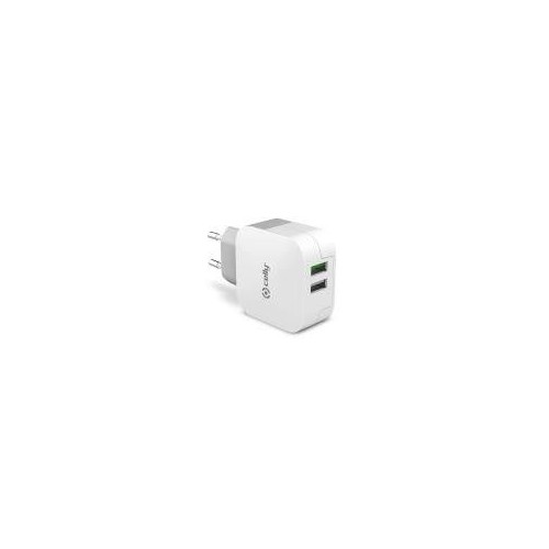 Celly cargador pared 2 usb 3.4a blanco
