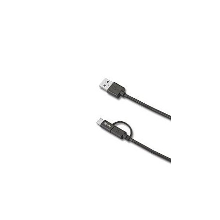 Celly usbcmicro cable usb usb a usb c/micro-usb b negro