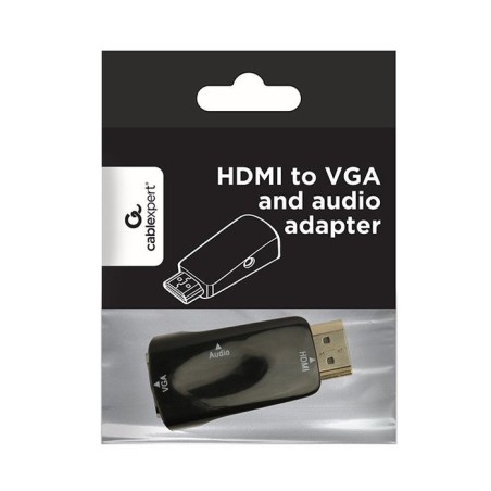 Gembird conversor hdmi  a vga m/h + jack 3.5 audio negro v.1.4 compatible