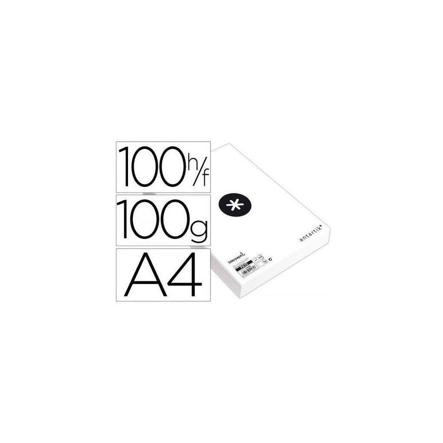 Papel liderpapel a4 antartik 100g/m2 paquete de 100 hojas blanco liso