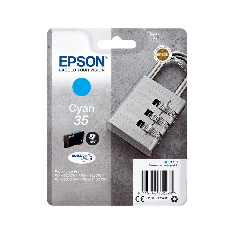 Tinta original epson 35 durabrite cian 650 paginas/c13t35824010 c13t35824010