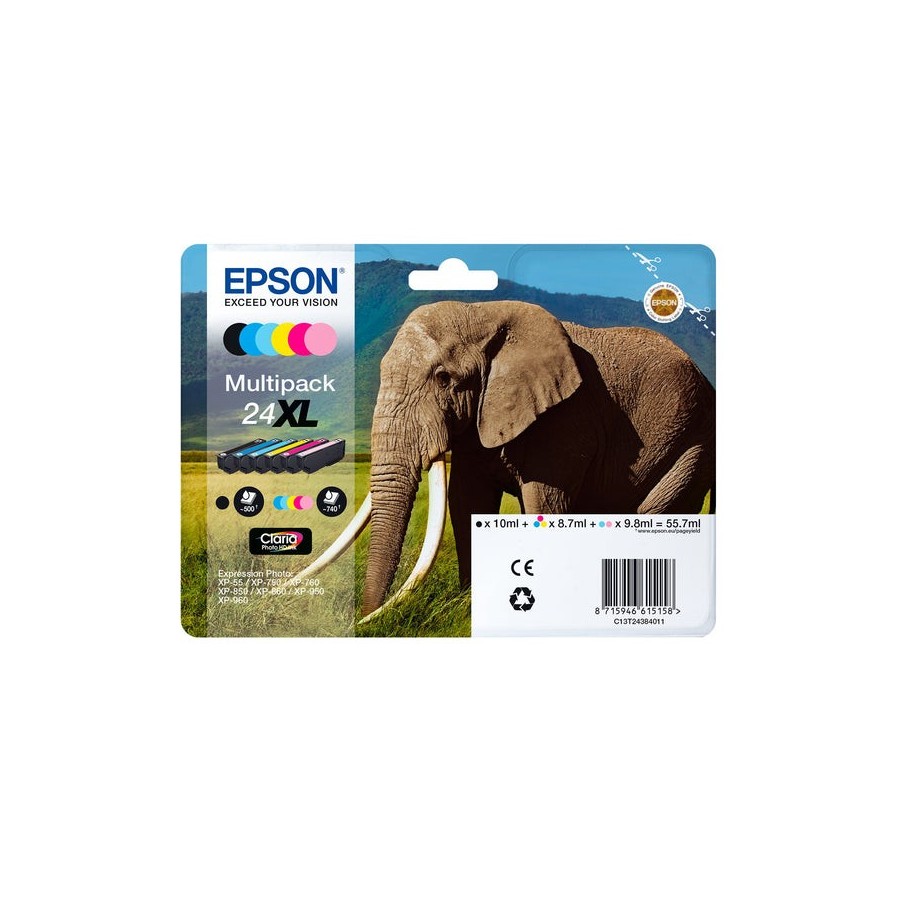 Tinta original epson 24 cian 360 paginas/c13t24224012 c13t24224012