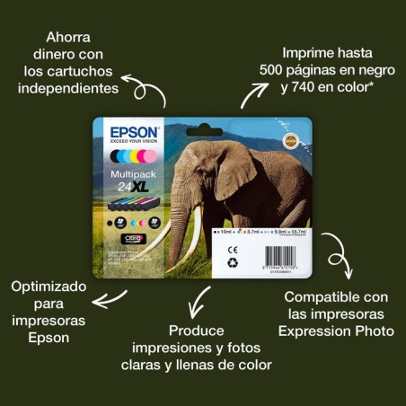 Tinta original epson 24 cian claro 360 paginas/c13t24254012 c13t24254012