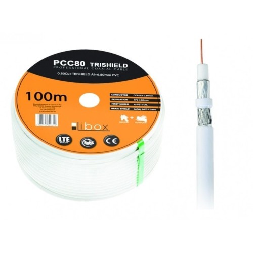 Cable coaxial libox pcc80 0 8mm cu 100m hilo