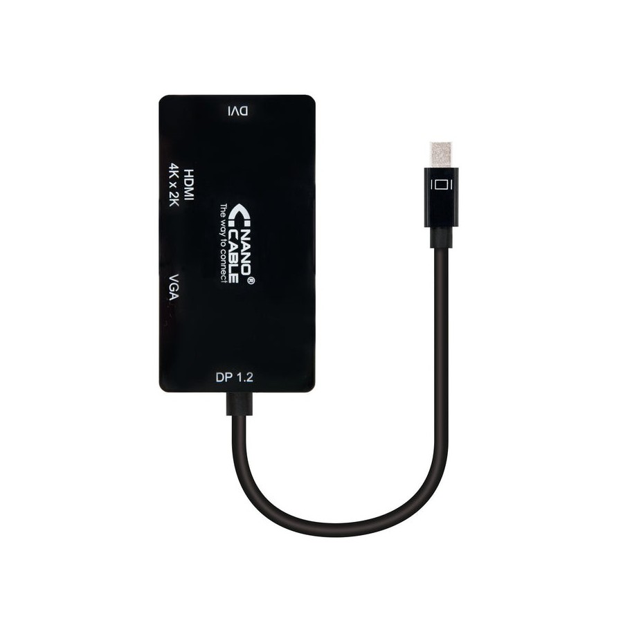 Conversor mini dp a vga/dvi/hdmi 3en1 negro 15 cm