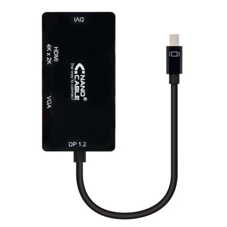 Conversor mini dp a vga/dvi/hdmi 3en1 negro 15 cm