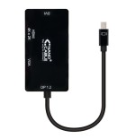 Conversor mini dp a vga/dvi/hdmi 3en1 negro 15 cm