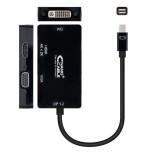 Conversor mini dp a vga/dvi/hdmi 3en1 negro 15 cm