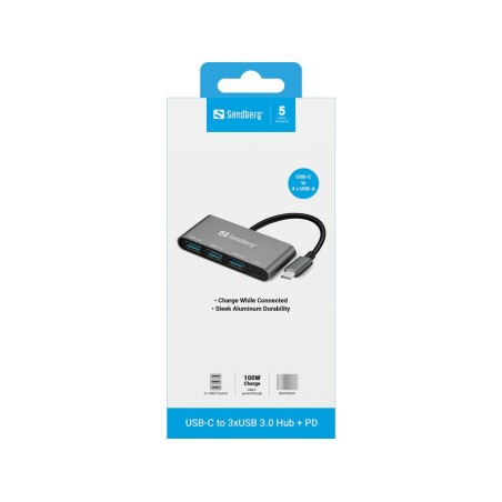 Sandberg usb-c - 3xusb 3.0 hub + pd