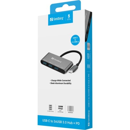 Sandberg usb-c - 3xusb 3.0 hub + pd
