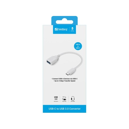 Sandberg adaptador usb-c - usb 3.0 blanco