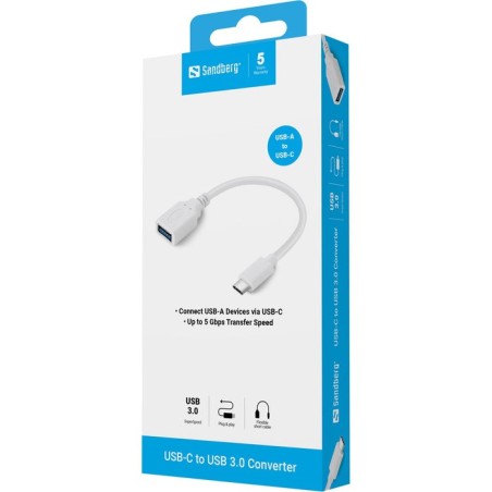 Sandberg adaptador usb-c - usb 3.0 blanco