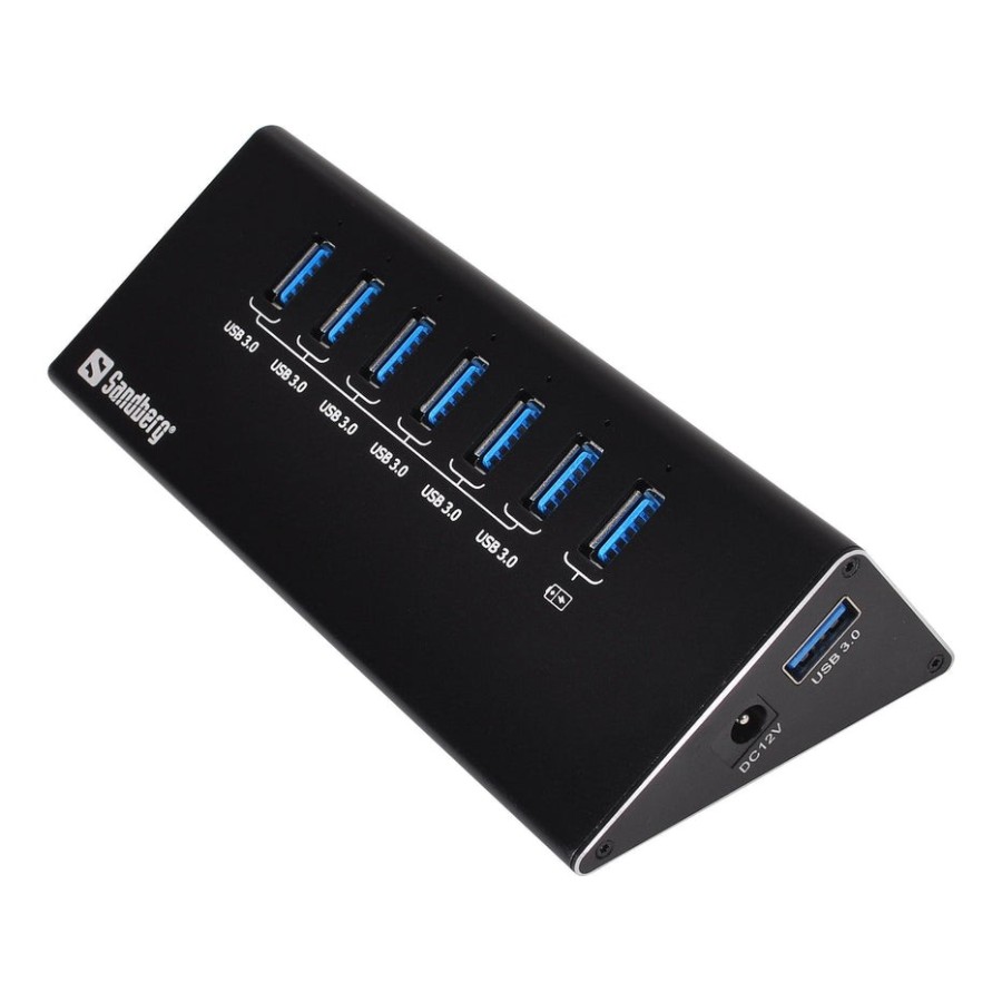 Sandberg usb 3.0 hub 7 puertos con protección de sobrecarga cable usb 3.0 de 1 m y fuente de alimentación de 230v incluida