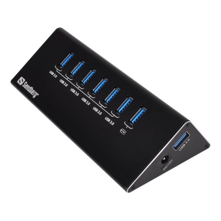 Sandberg usb 3.0 hub 7 puertos con protección de sobrecarga cable usb 3.0 de 1 m y fuente de alimentación de 230v incluida