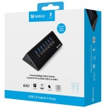 Sandberg usb 3.0 hub 7 puertos con protección de sobrecarga cable usb 3.0 de 1 m y fuente de alimentación de 230v incluida