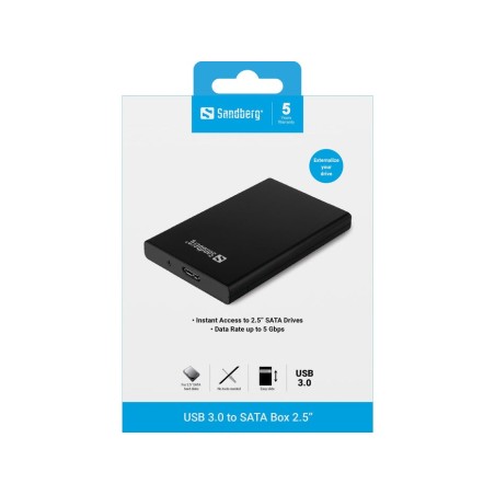 Sandberg usb 3.0 to sata box 2.5'', caja de disco duro/ssd, 2.5", sata, 5 gbit/s, negro
