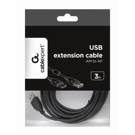 Usb 2.0 a-plug a-socket 10ft cable with ferrite cor