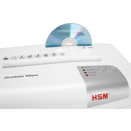 Hsm x6pro triturador de papel corte en partículas 22 cm 58 db plata, blanco
