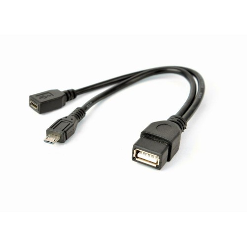 Gembird adaptador otg micro usb(m) a  micro usb y usb (h)  0.15m negro