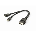 Gembird adaptador otg micro usb(m) a  micro usb y usb (h)  0.15m negro