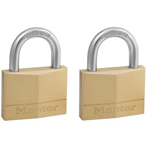 2x 50mm brass padlock - 25mm hardened steel shackle, diam. 7mm - 5 pins