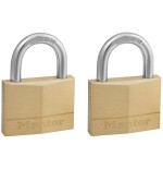 2x 50mm brass padlock - 25mm hardened steel shackle, diam. 7mm - 5 pins