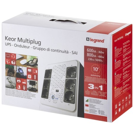 Legrand keor multiplug sistema de alimentación ininterrumpida (ups) línea interactiva 800 va 480 w 6 salidas ac