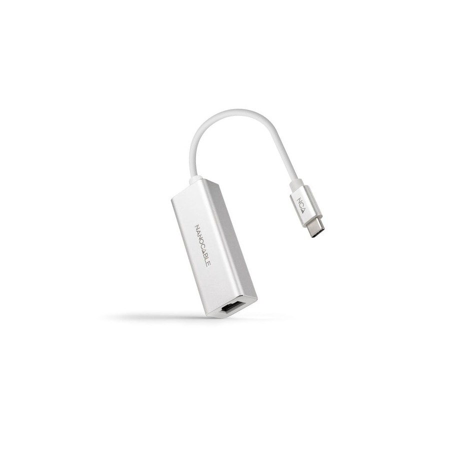 Nanocable conversor usb-c a ethernet gigabit 10/100/1000 mbps - 15 cm - aluminio