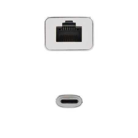Nanocable conversor usb-c a ethernet gigabit 10/100/1000 mbps - 15 cm - aluminio